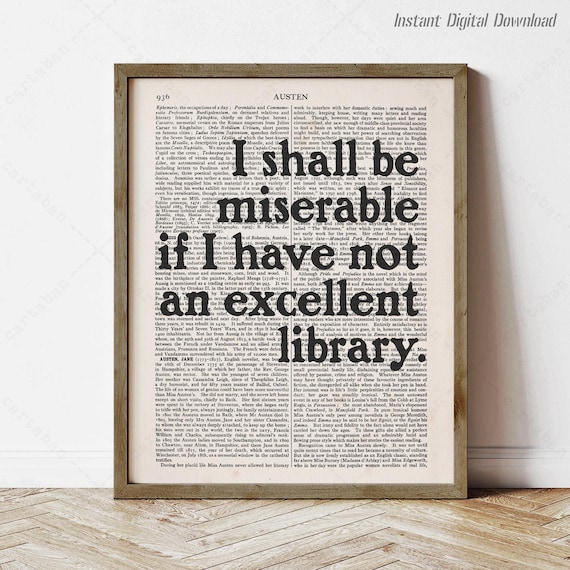 Jane Austen Pride And Prejudice Excellent Library Quote Dictionary Poster