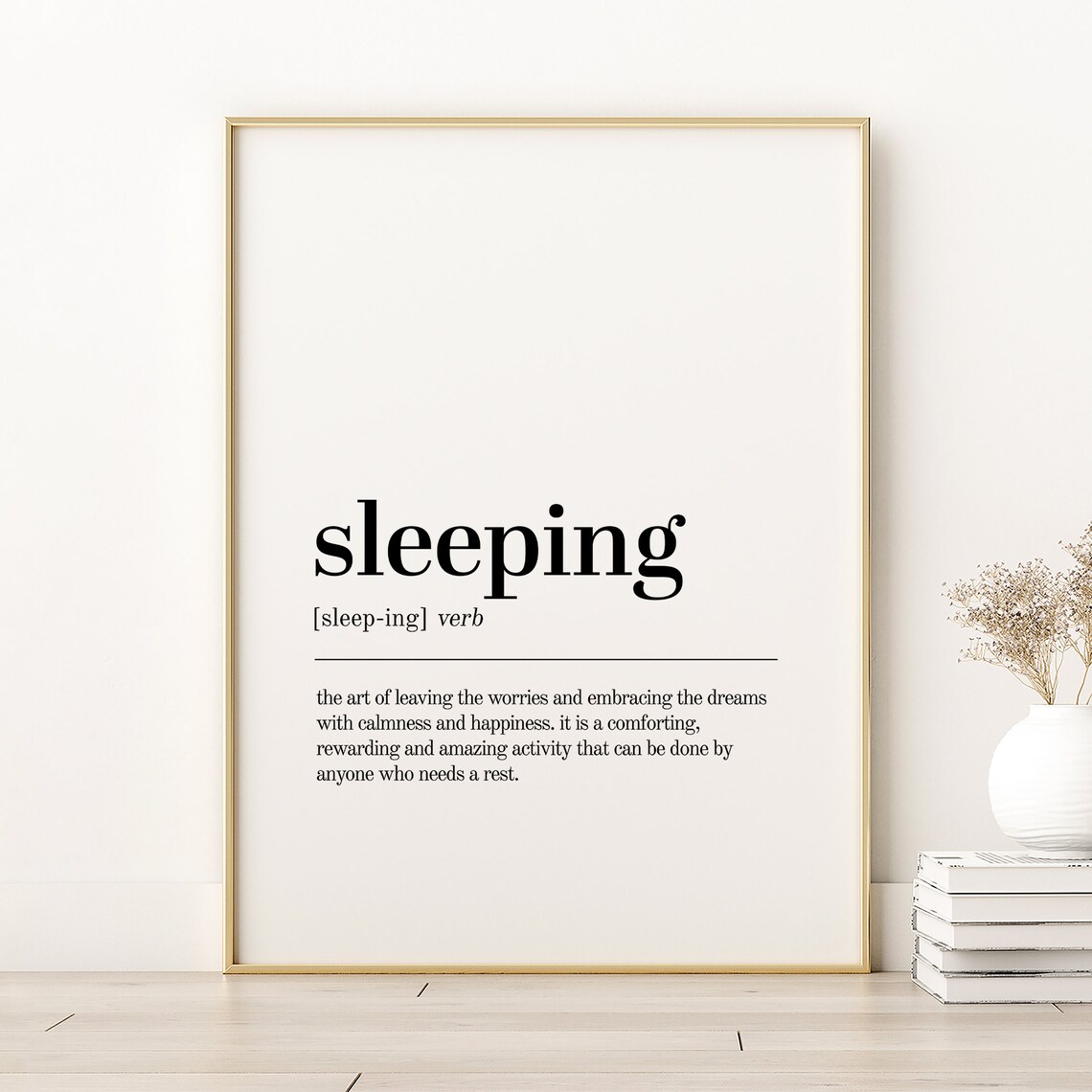 Sleeping Definition Print, Minimalist Modern Quote