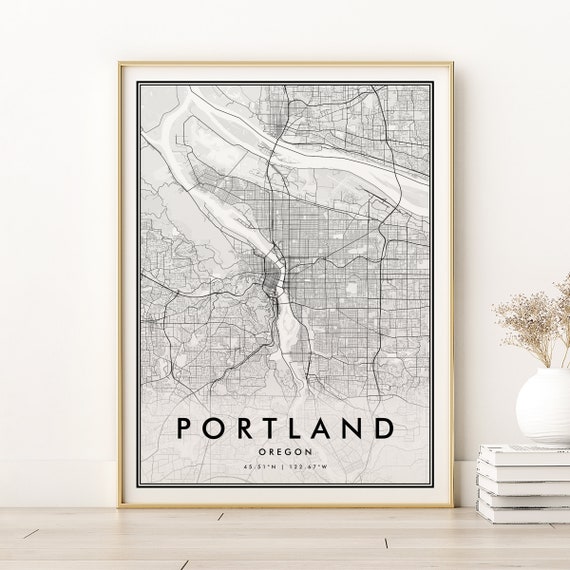 Portland Retro Travel Map Poster, Oregon City