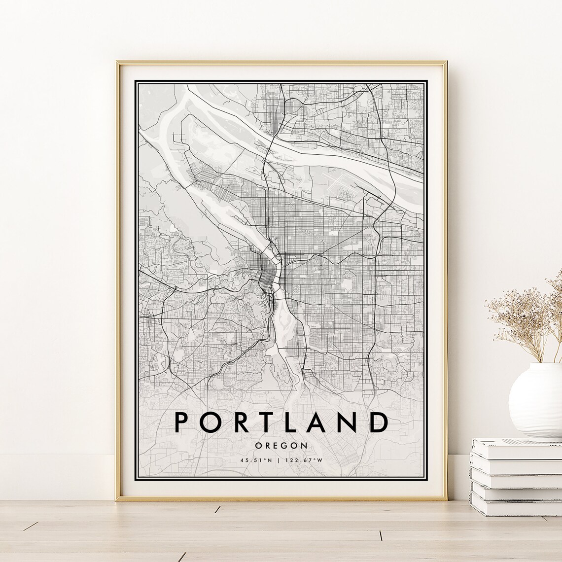 Portland Retro Travel Map Poster, Oregon City