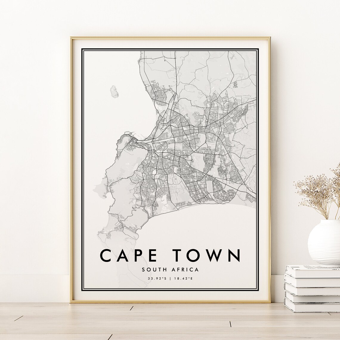 Cape Town Map Poster, South Africa Travel Art