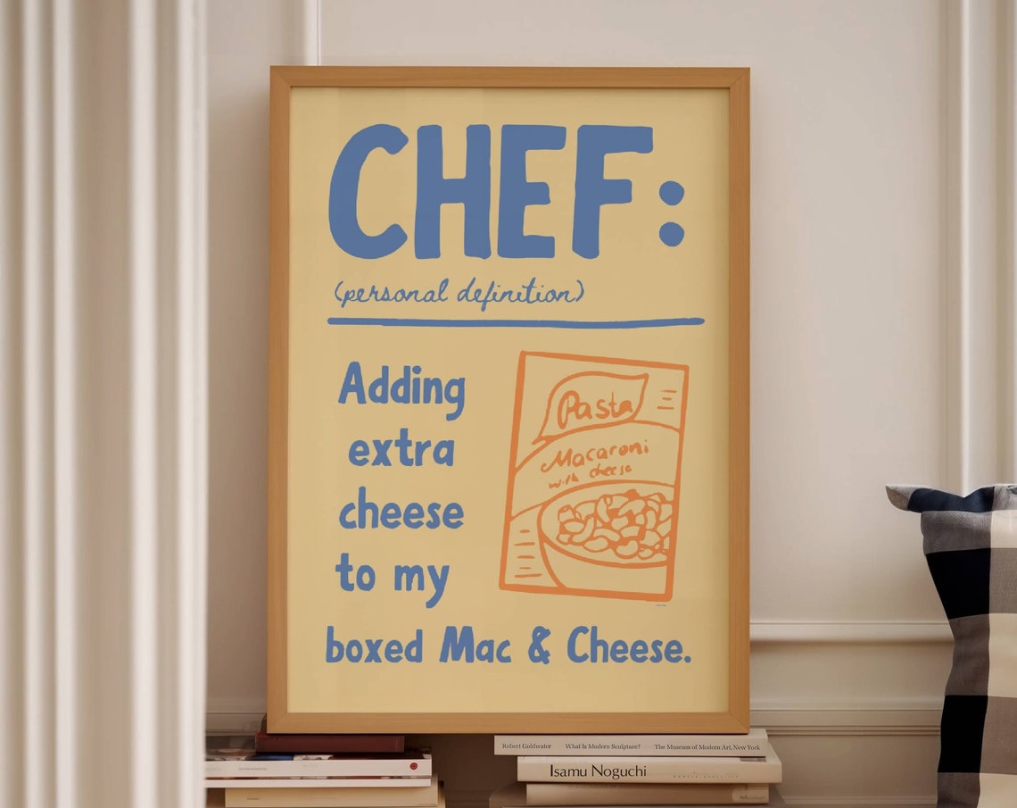 Yellow Chef Definition Mac And Cheese Box Retro Kitchen Print - Image 2