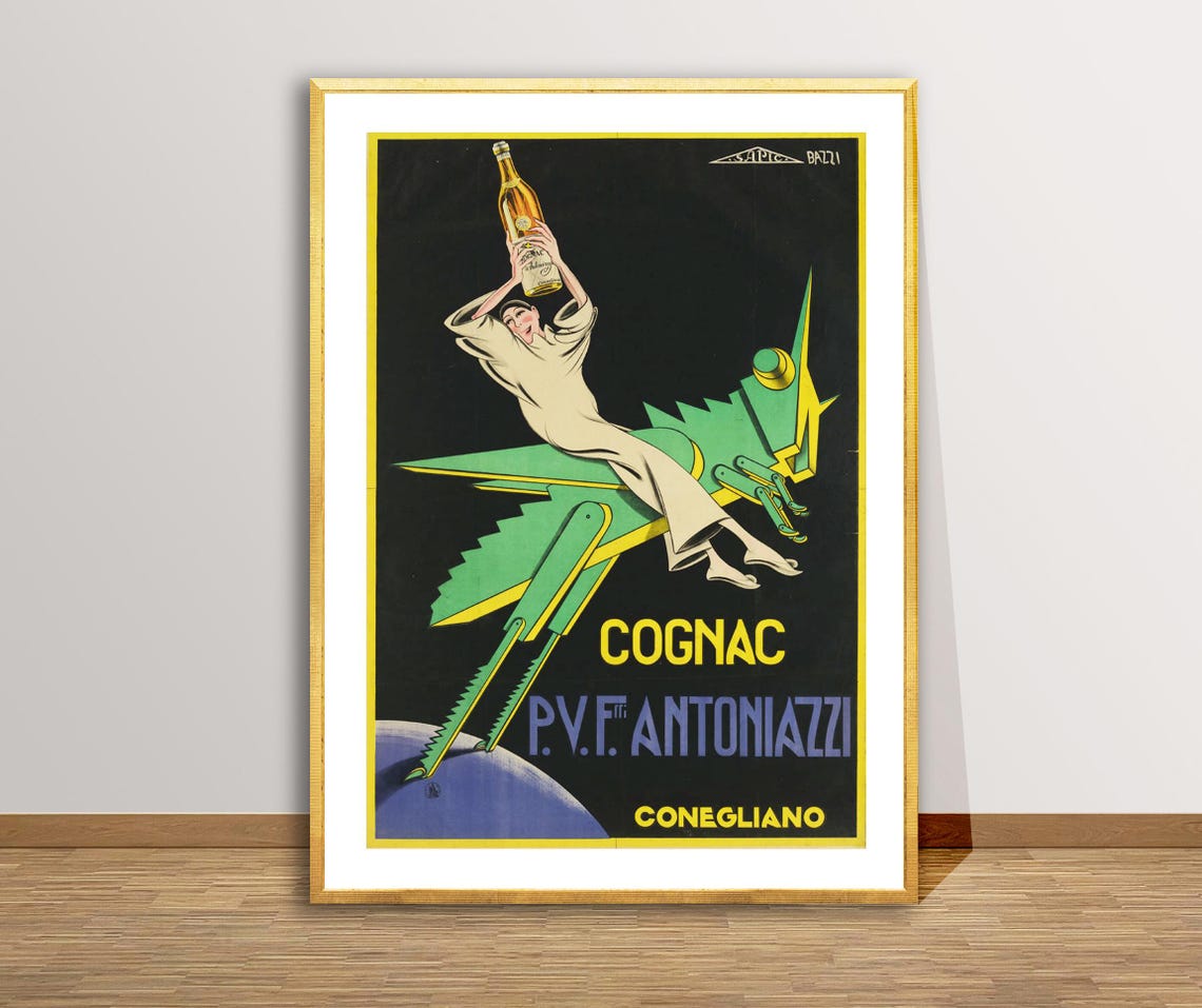 Cognac Antoniazzi Conegliano Vintage Italian Drink Ad Poster - Image 2