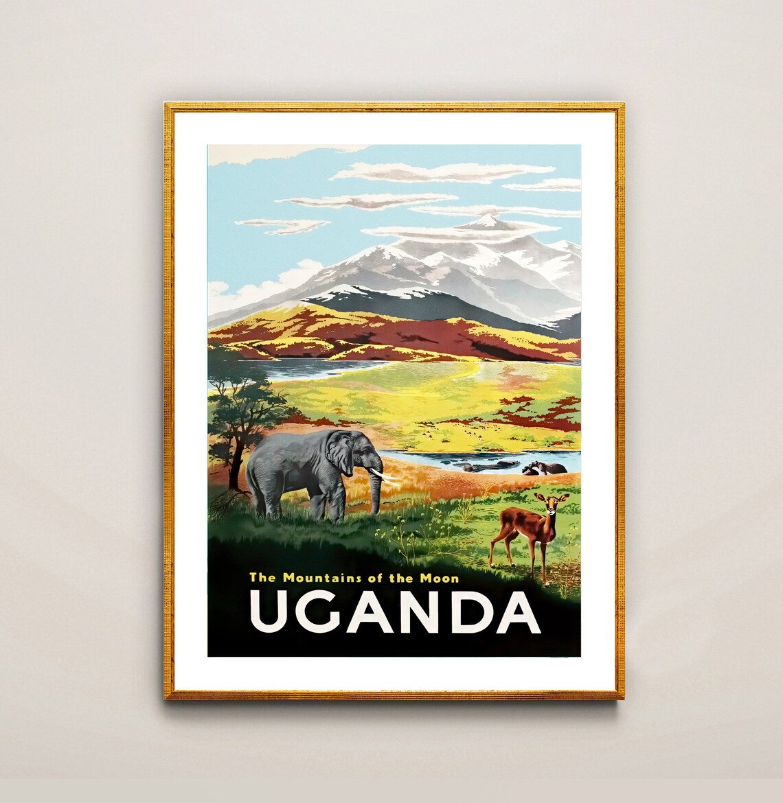 The Mountains of the Moon Uganda Vintage Travel Poster