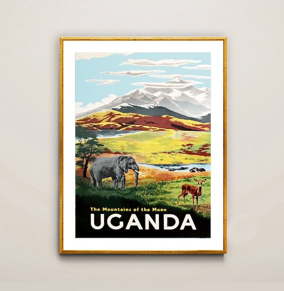 The Mountains of the Moon Uganda Vintage Travel Poster