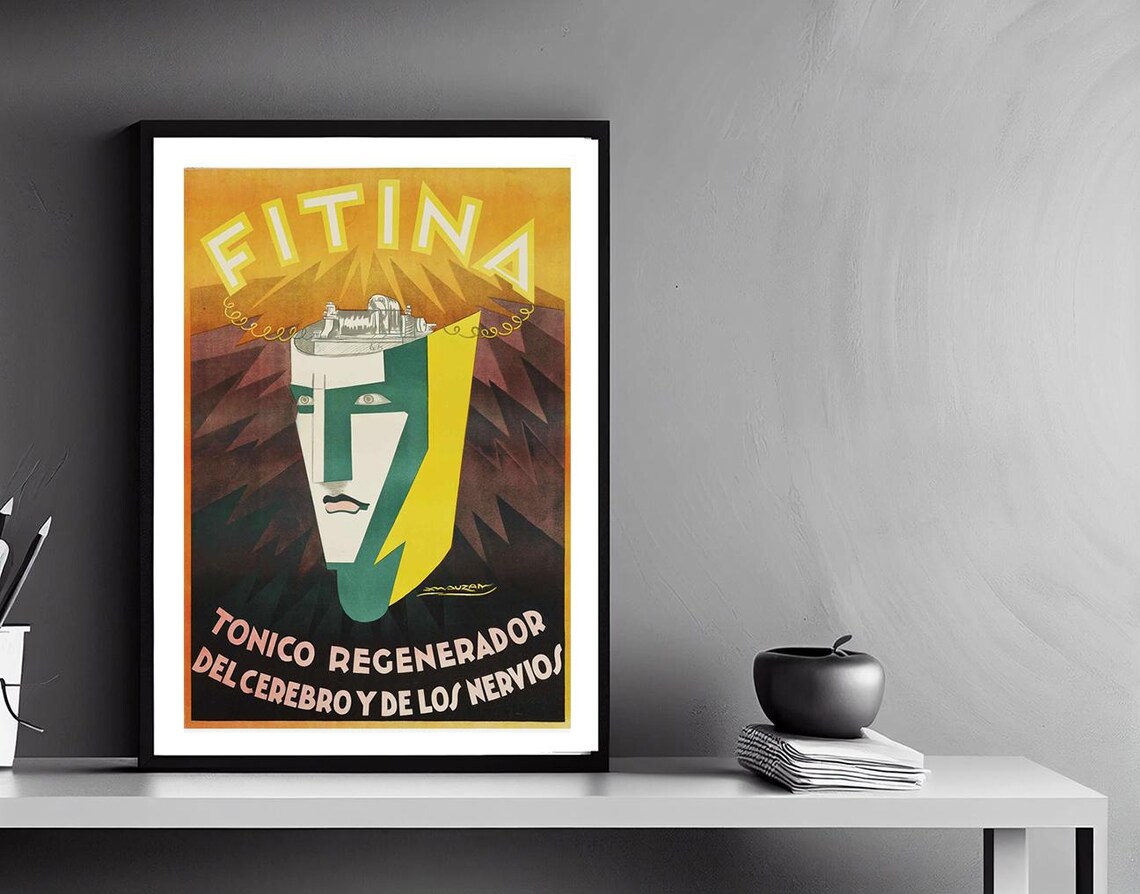 Fitina Brain Nerve Tonic Art Deco Spanish Vintage Advertising Poster - Image 2