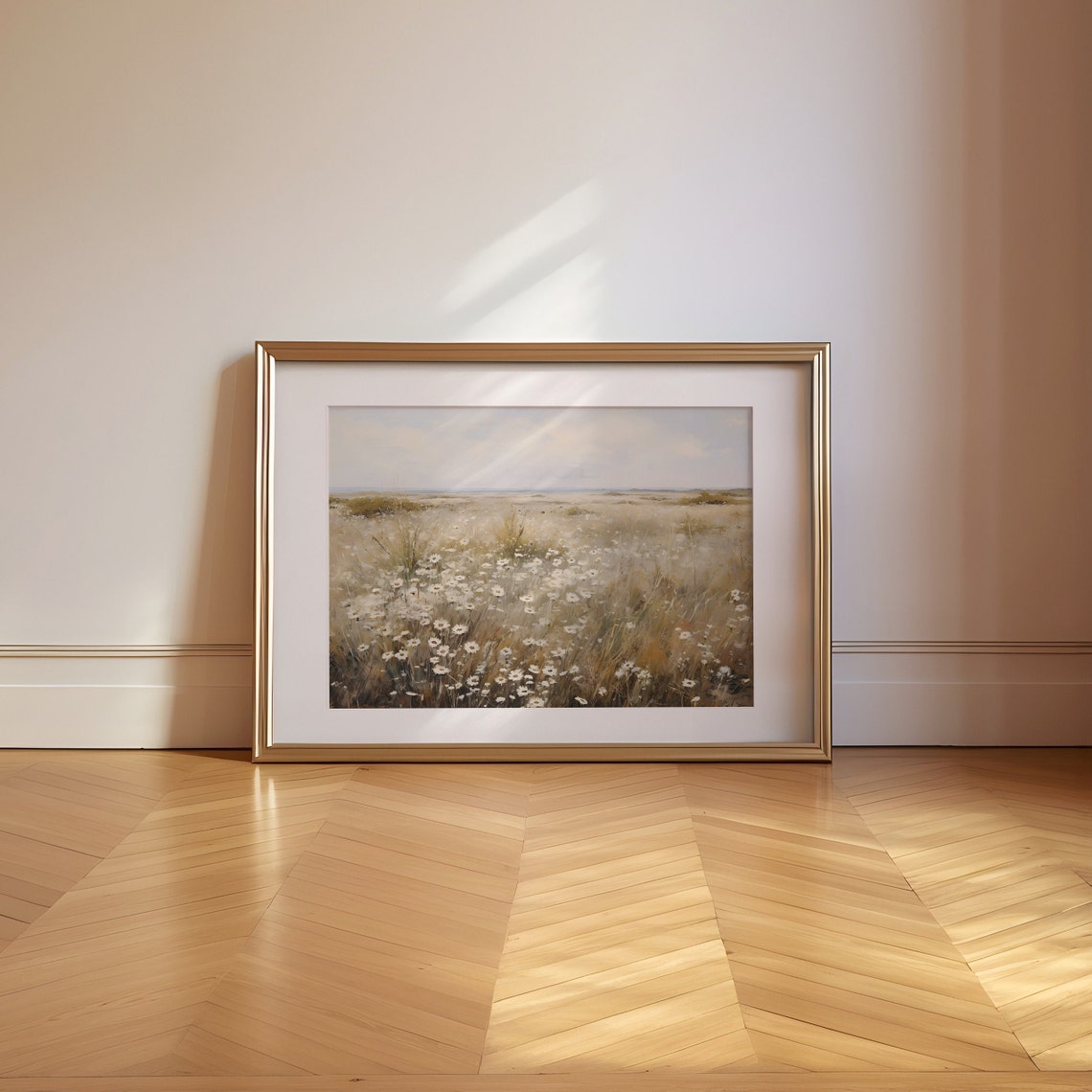 Neutral Tone Wildflower Meadow Daisies Gallery Wall Decor Print - Image 3