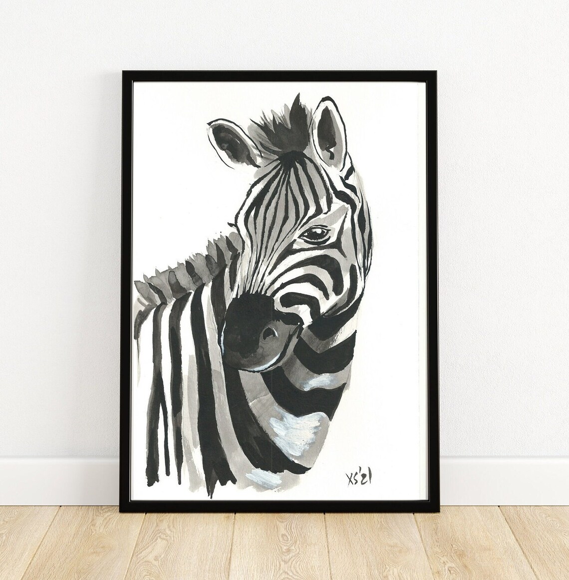 Zebra Picture Poster A4 21 X 30 Cm Childrens Room Watercolor Print Decoration Gift Animals Safari Animal Picture Cute Africa Illustration