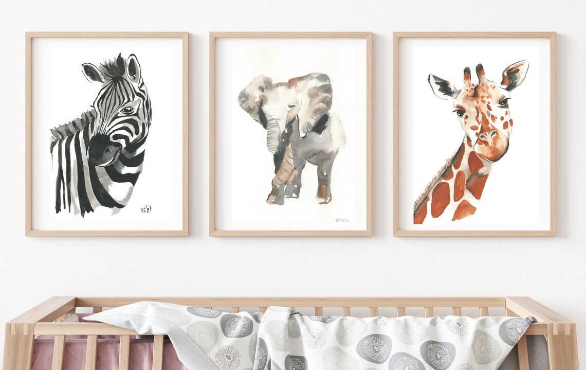 Zebra Picture Poster A4 21 X 30 Cm Childrens Room Watercolor Print Decoration Gift Animals Safari Animal Picture Cute Africa Illustration - Image 2