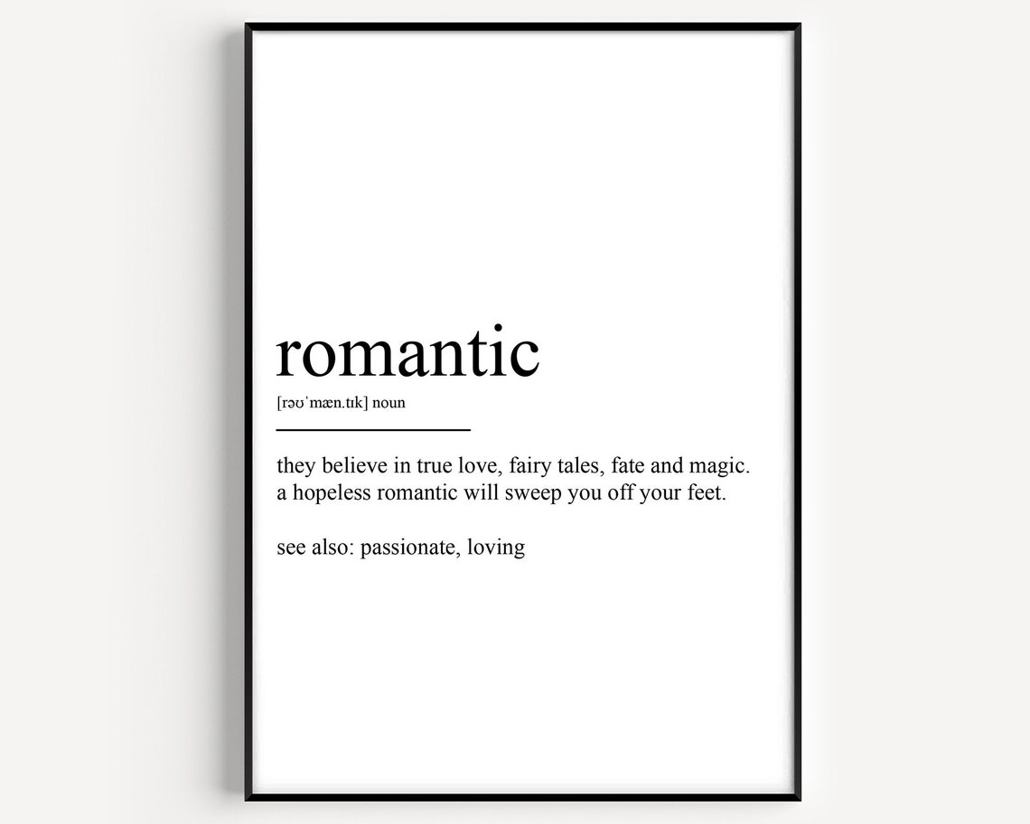 Romantic Definition True Love Dictionary Typography Art Poster