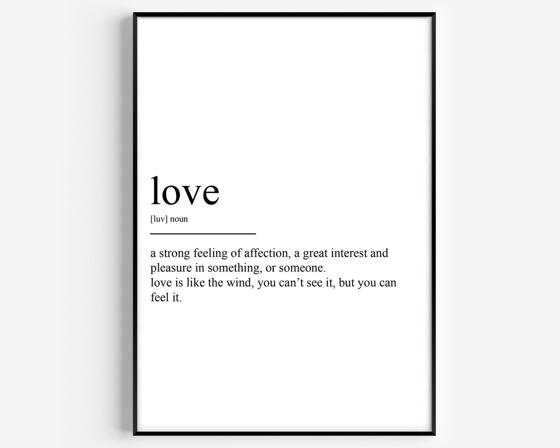 Love Definition Art Print, Typography Quote