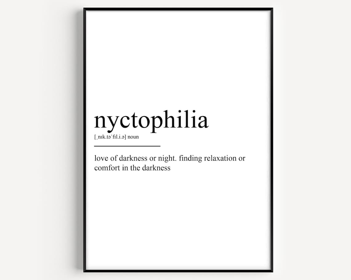 Nyctophilia Definition Love Of Darkness Or Night Typography Art Poster