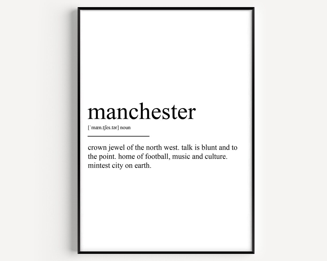 Manchester Definition Art Print, Typography Decor