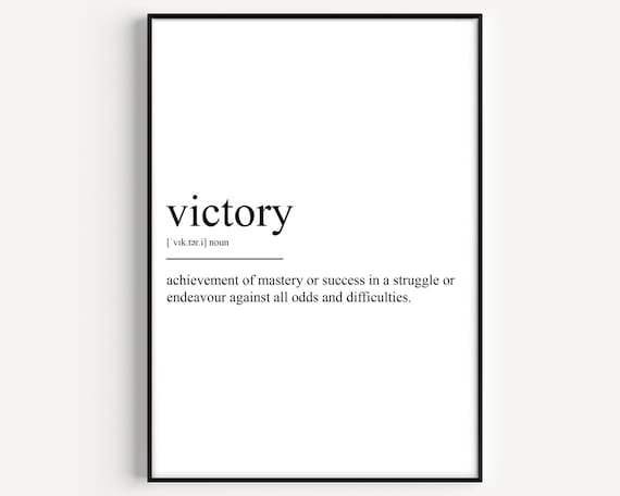 Victory Dictionary Definition Minimalist Typography Quote Poster