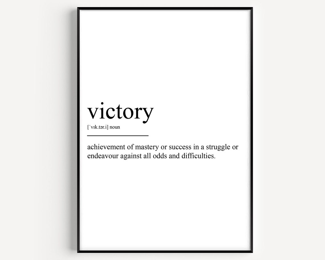 Victory Dictionary Definition Minimalist Typography Quote Poster