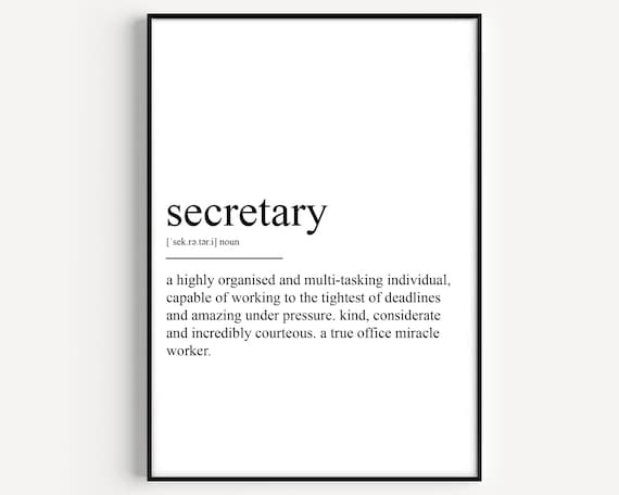 Funny Secretary Appreciation Definition Quote Office Gift Poster