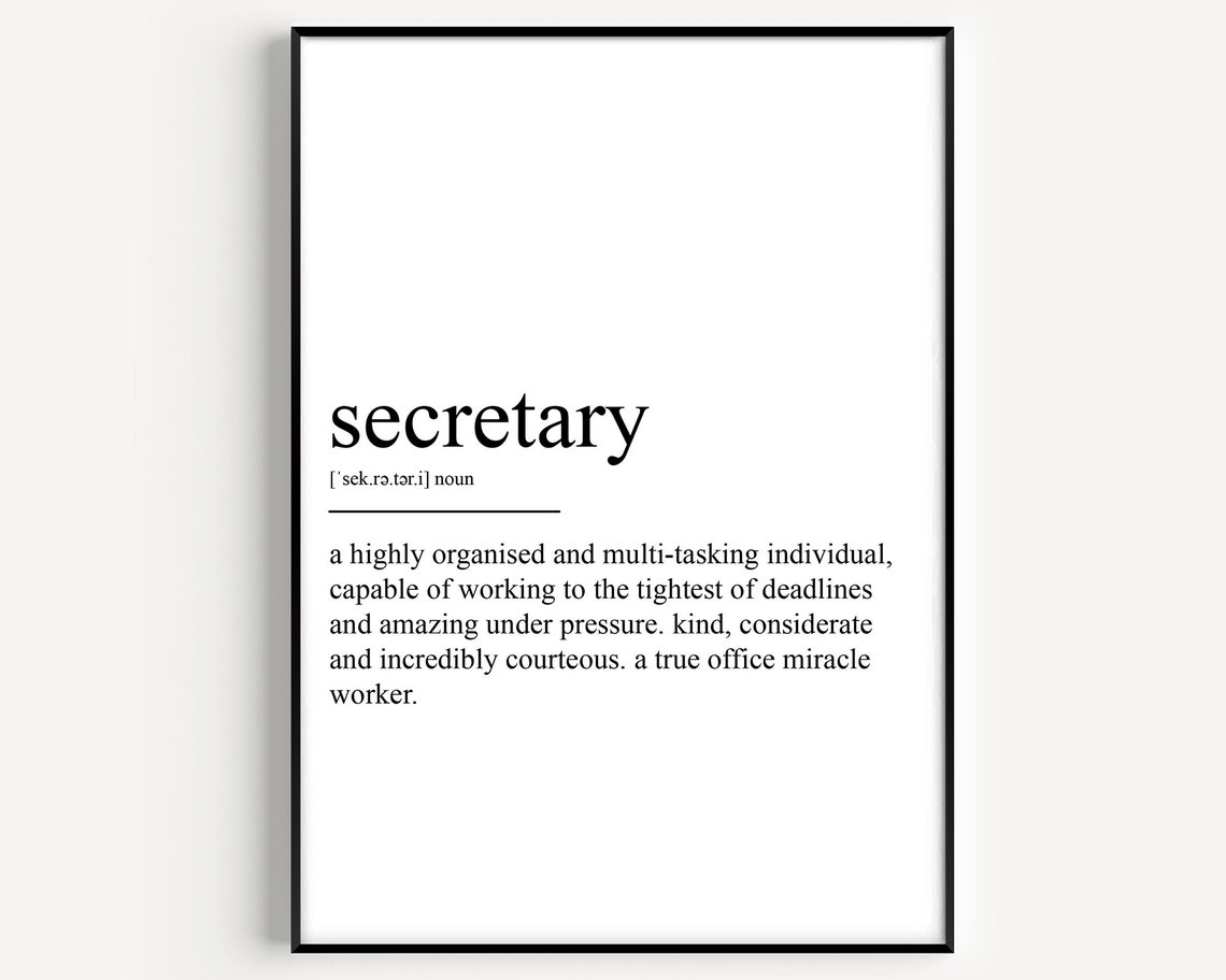 Funny Secretary Appreciation Definition Quote Office Gift Poster