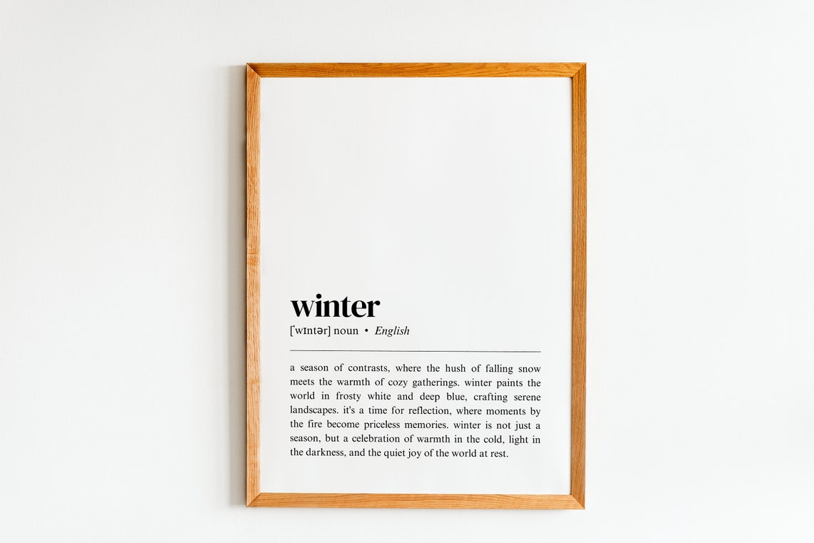 Winter Definition Dictionary Style Cozy Season Minimalist Wall Poster