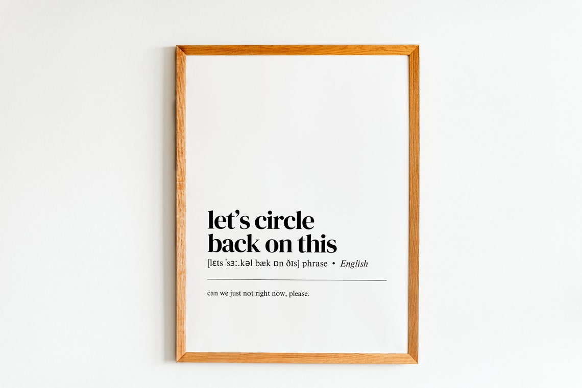 Lets Circle Back On This Funny Office Dictionary Definition Poster