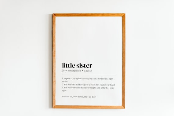 Little Sister Definition Dictionary Style Minimalist Gift Wall Poster