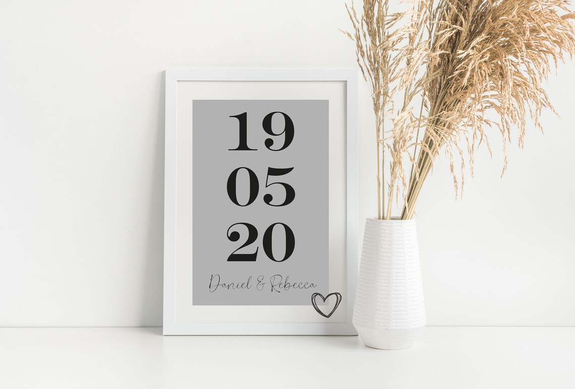 Personalized Date and Name Anniversary Art Print