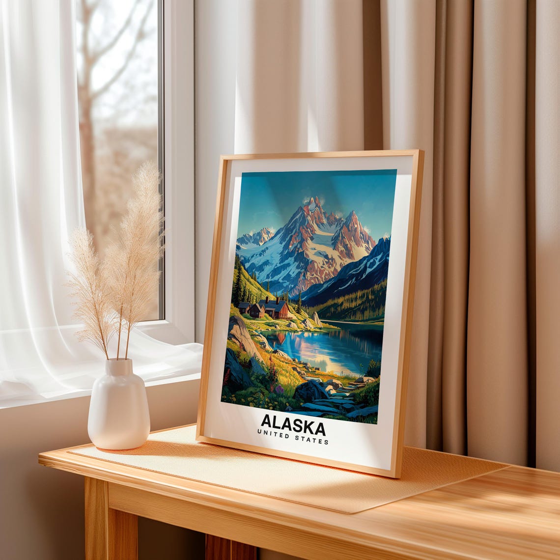 Alaska City Print Alaska Travel Poster United States Travel Gift Alaska United States Poster Alaska Gift Alaska Art - Image 3