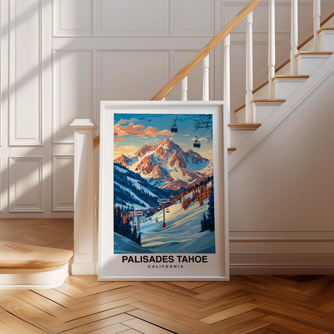 Palisades Tahoe Print Usa Poster Travel Wall Art Ski Print Scenic Art Mountain Decor Winter Sport Print Travel Poster Usa Culture