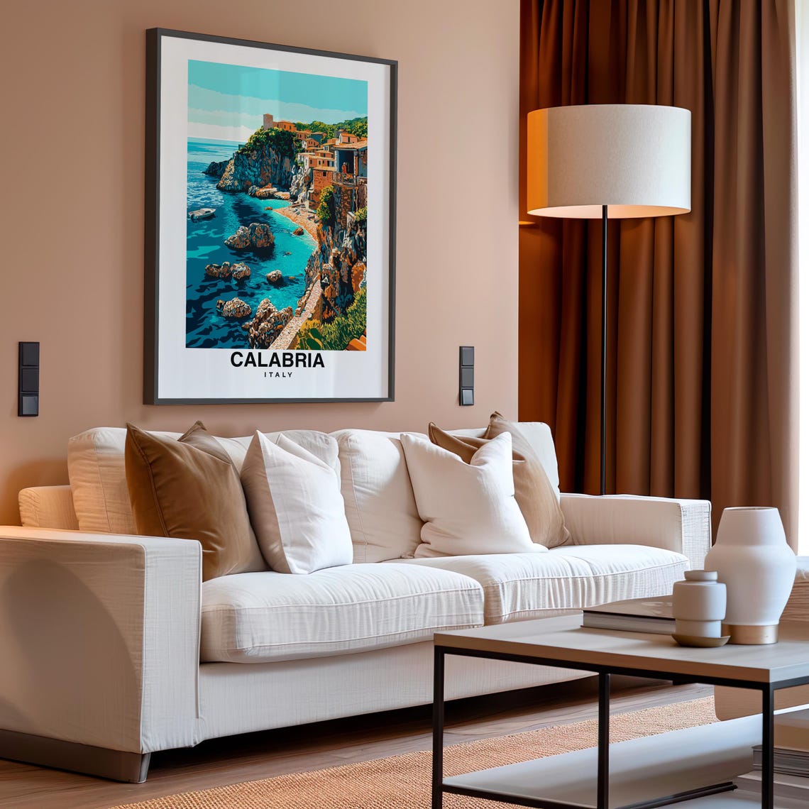 Calabria Print Travel Poster Italian Art Scenic Coastlines Historic Villages Mountain Views Mediterranean Charm Vibrant Culture - Image 4