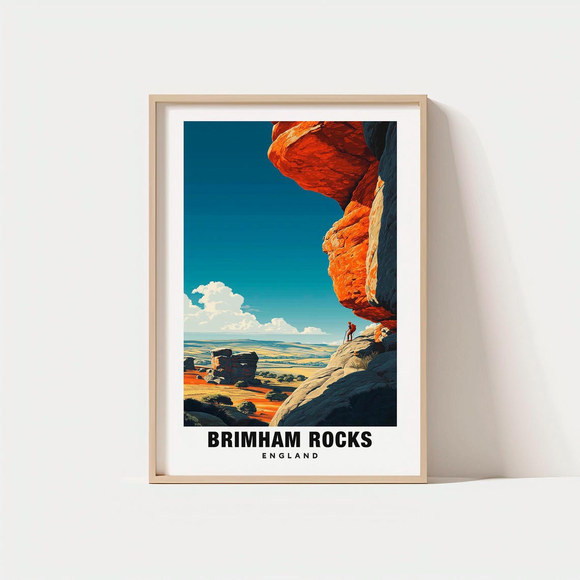 Brimham Rocks Climbing Formation Moorland England Travel Poster
