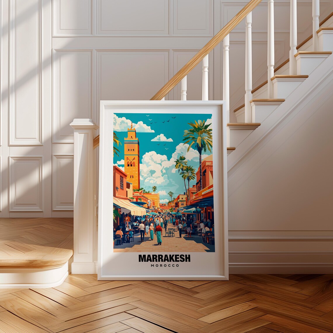 Marrakesh Morocco Travel Poster, Medina and Souks