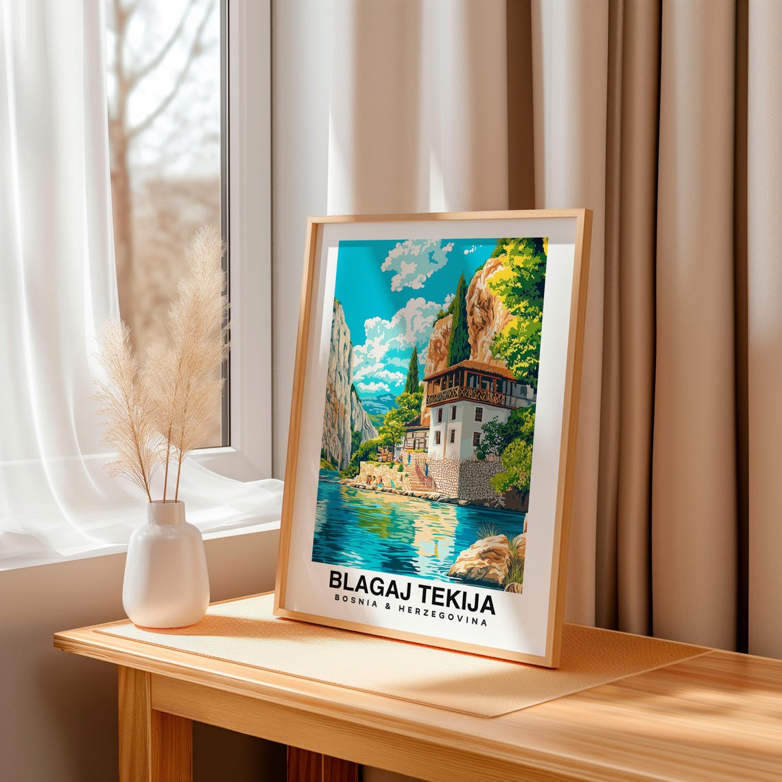 Blagaj Tekija Travel Print Wall Art Blagaj Bosnia And Herzegovina City Print Blagaj Tekija Travel Gift Blagaj Tekija Poster Wall Art - Image 3