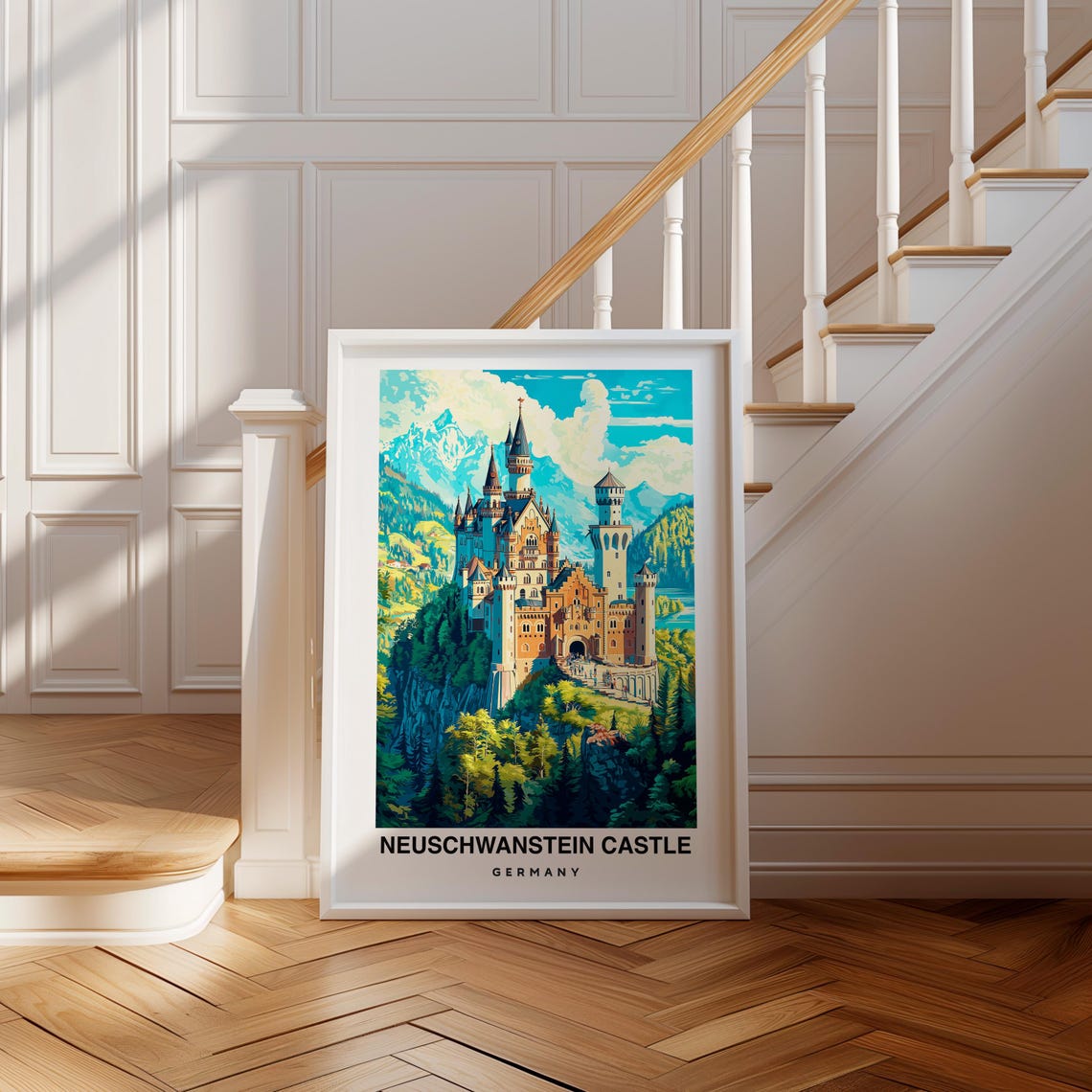 Neuschwanstein Castle Travel Print Germany Landmark City Poster Birthday Present Germany Historical Site