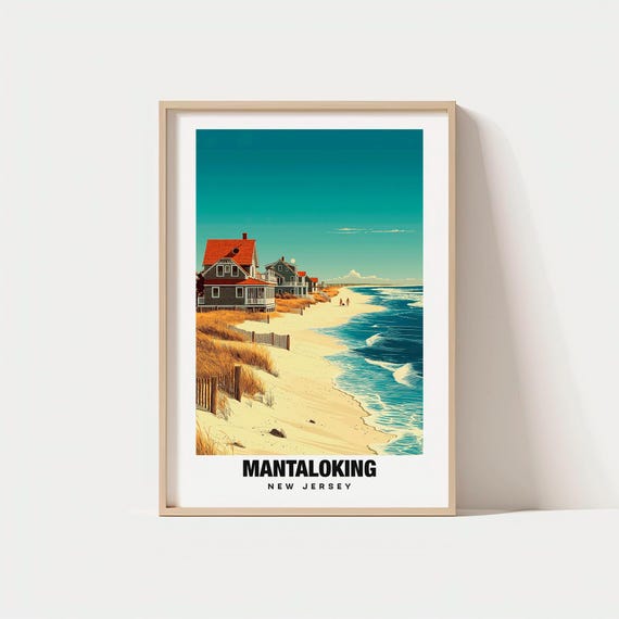 Mantaloking Print Usa Poster Views Art Coastal Charm Beach Scene Local Beauty Community Heritage New Jersey