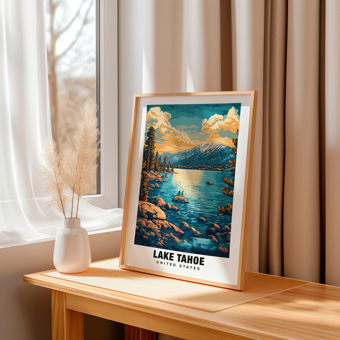 Lake Tahoe Print Usa Poster Lake Tahoe Views Lake Tahoe Mountains Lake Tahoe Shore Usa Charm Lake Tahoe Beauty Lake Tahoe Heritage - Image 3
