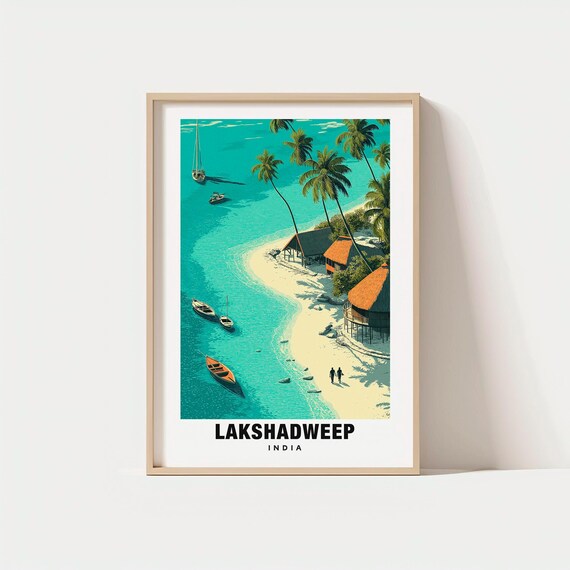 Lakshadweep Print India Poster Travel Art Island Scene Coral Views Tropical Escape Scenic Landscape Ocean Charm Arabian Sea
