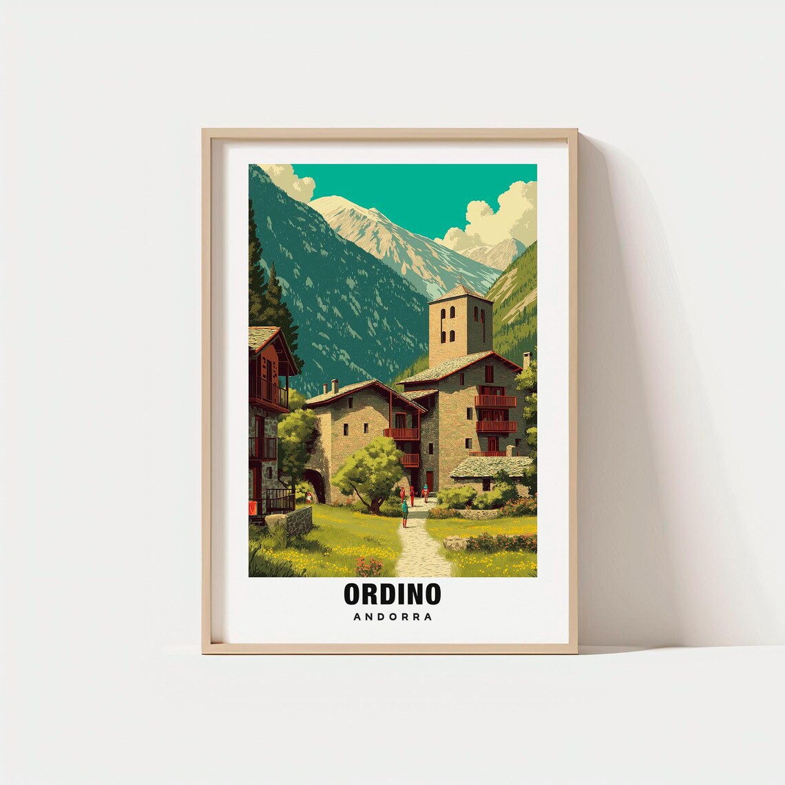 Ordino Andorra Pyrenees Mountain Village Stone Church Poster