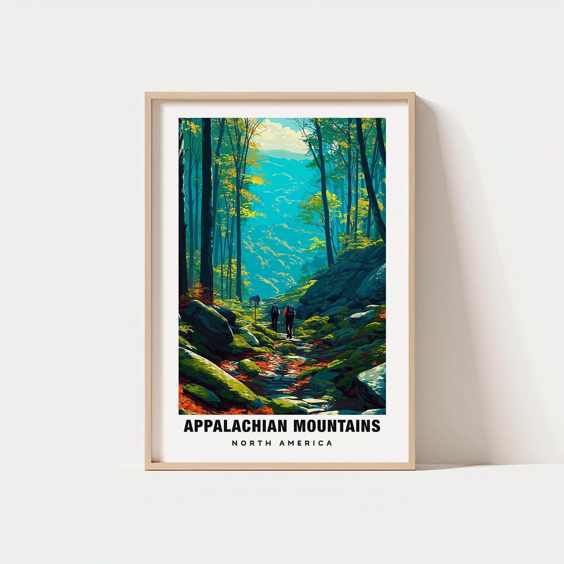 Appalachian Mountains Forest Stream Trail Hikers Travel Poster