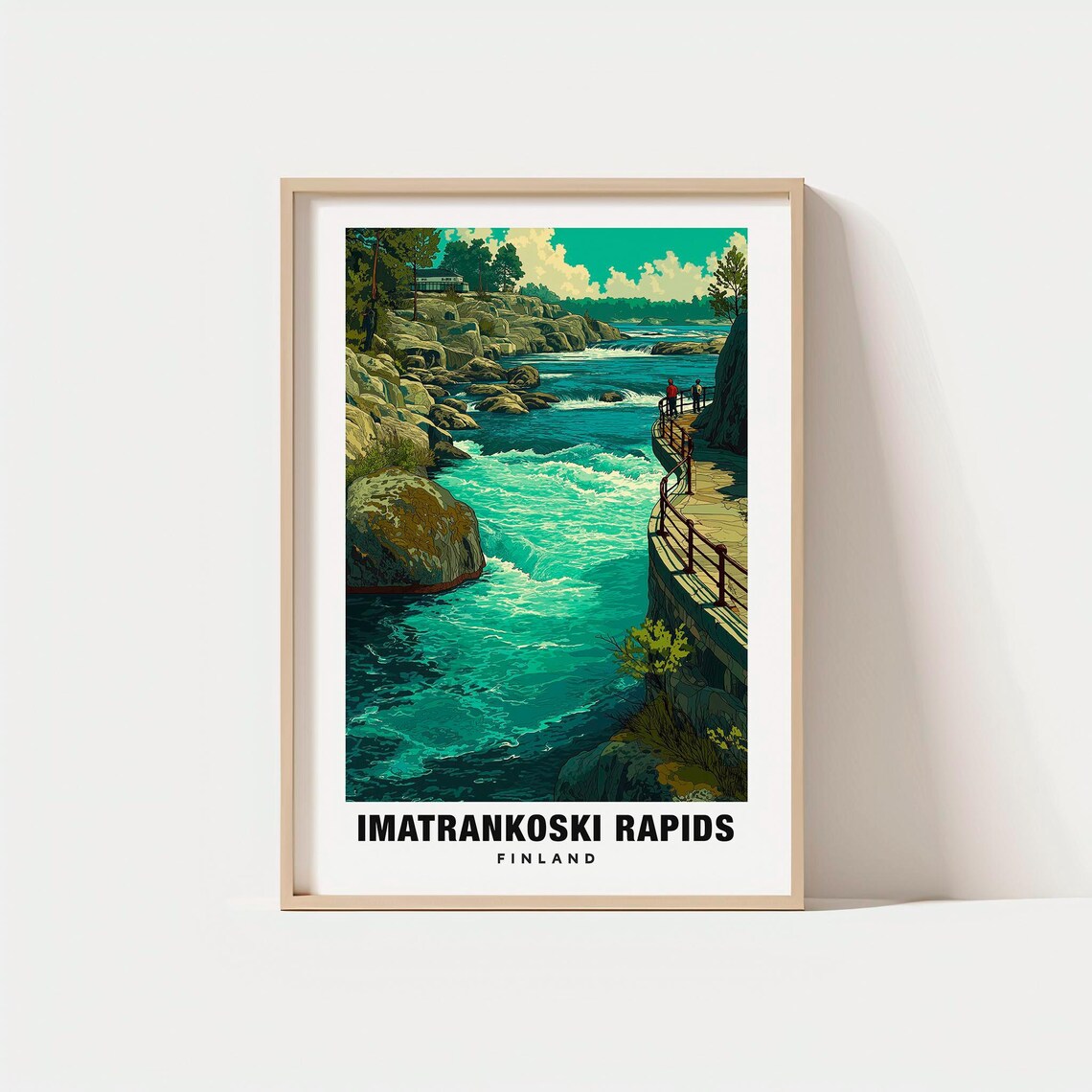 Imatrankoski Rapids Finland Rushing River Waterfall View Travel Poster