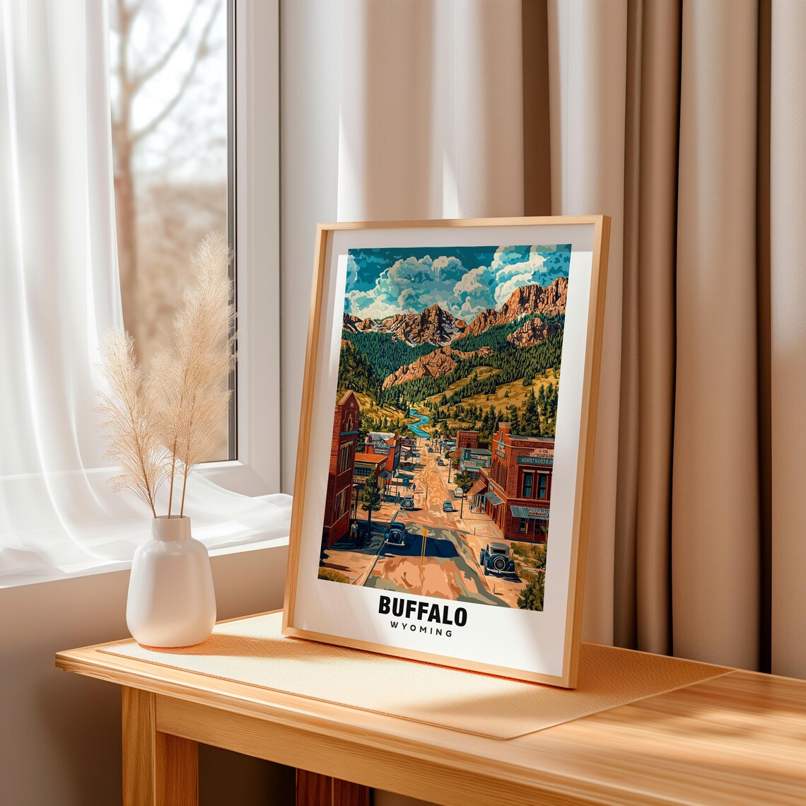 Buffalo Wyoming Western Main Street Mountain Backdrop Poster - Image 3