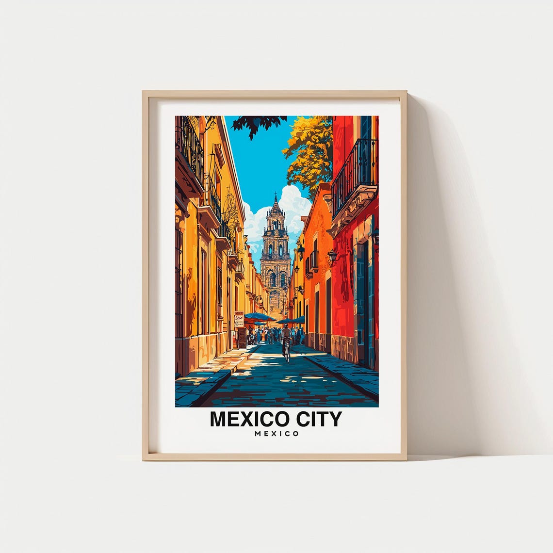 Mexico City Print Travel Poster Mexican Art Historic Landmarks Scenic Views Vibrant Culture Aztec Heritage Urban Charm Cultural Hub