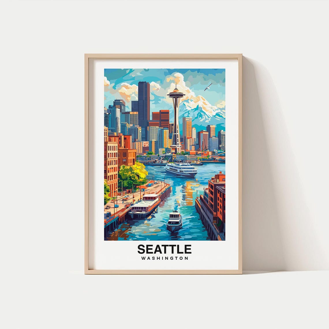 Seattle Travel Print Wall Art Seattle United States City Print Seattle Travel Gift Seattle City Poster Travel Gift