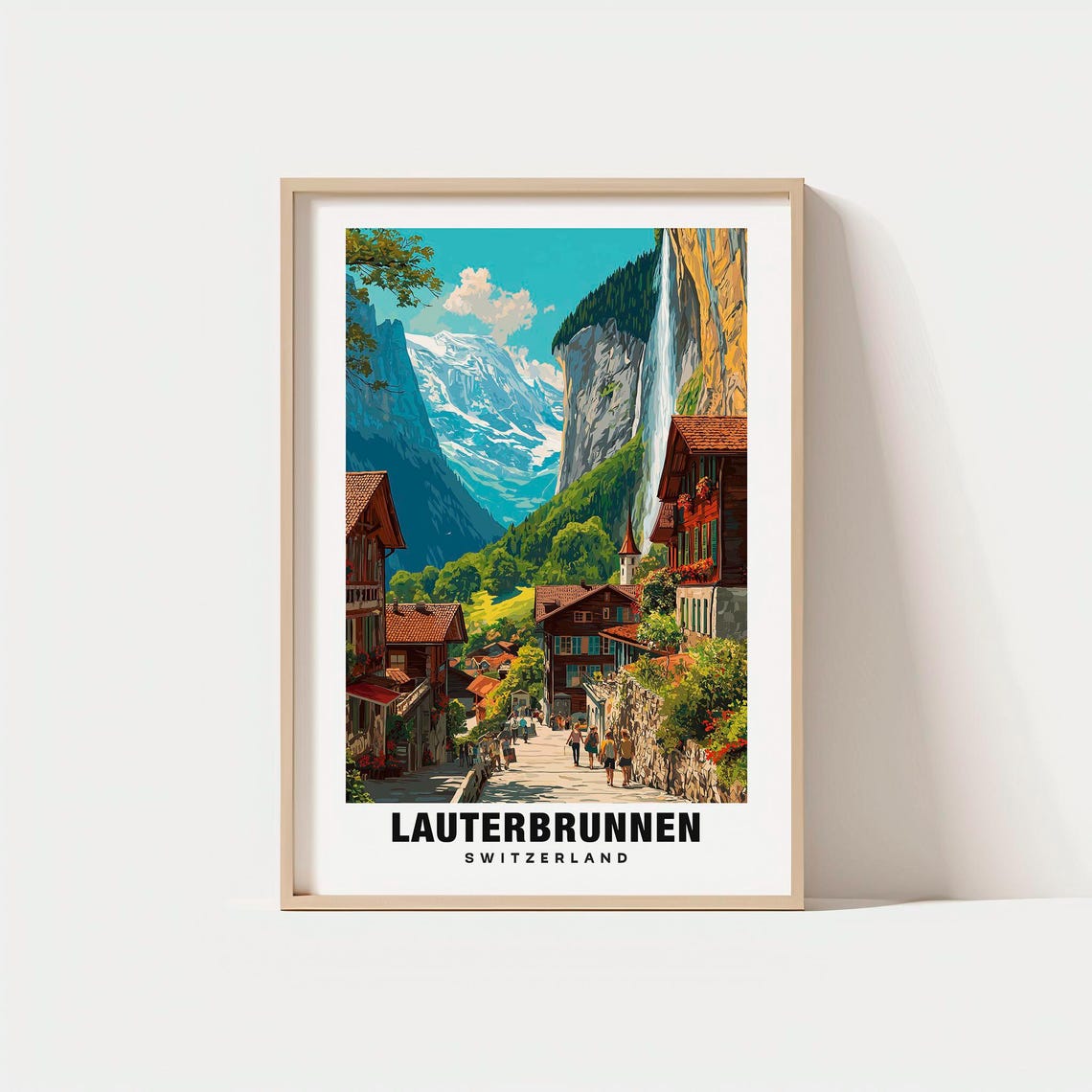 Lauterbrunnen Switzerland Alpine Valley Waterfall Village Poster