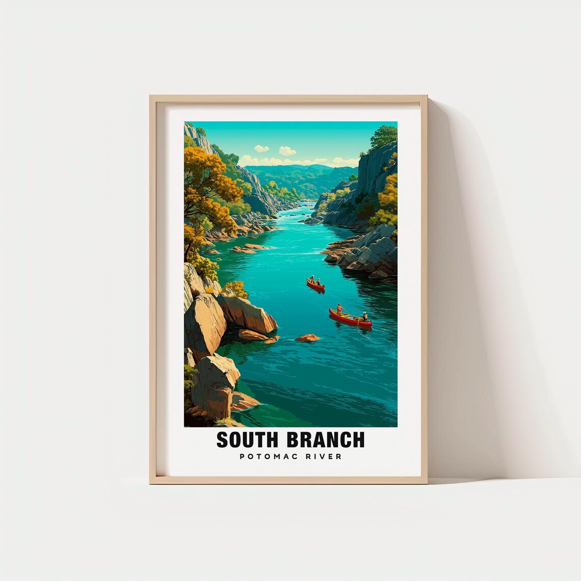 South Branch Potomac River Kayaks Rocky Canyon Adventure Travel Poster