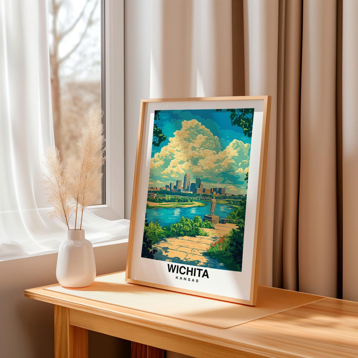 Wichita Print Kansas Poster Travel Wall Art Cityscape Print Usa Poster Urban Art Scenic Decor Landmark Print Travel Poster - Image 3
