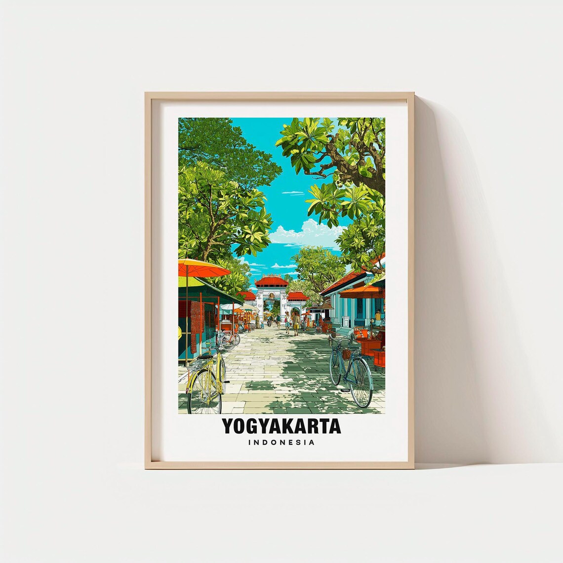 Yogyakarta Indonesia Lush Temple Gate Market Street Travel Poster