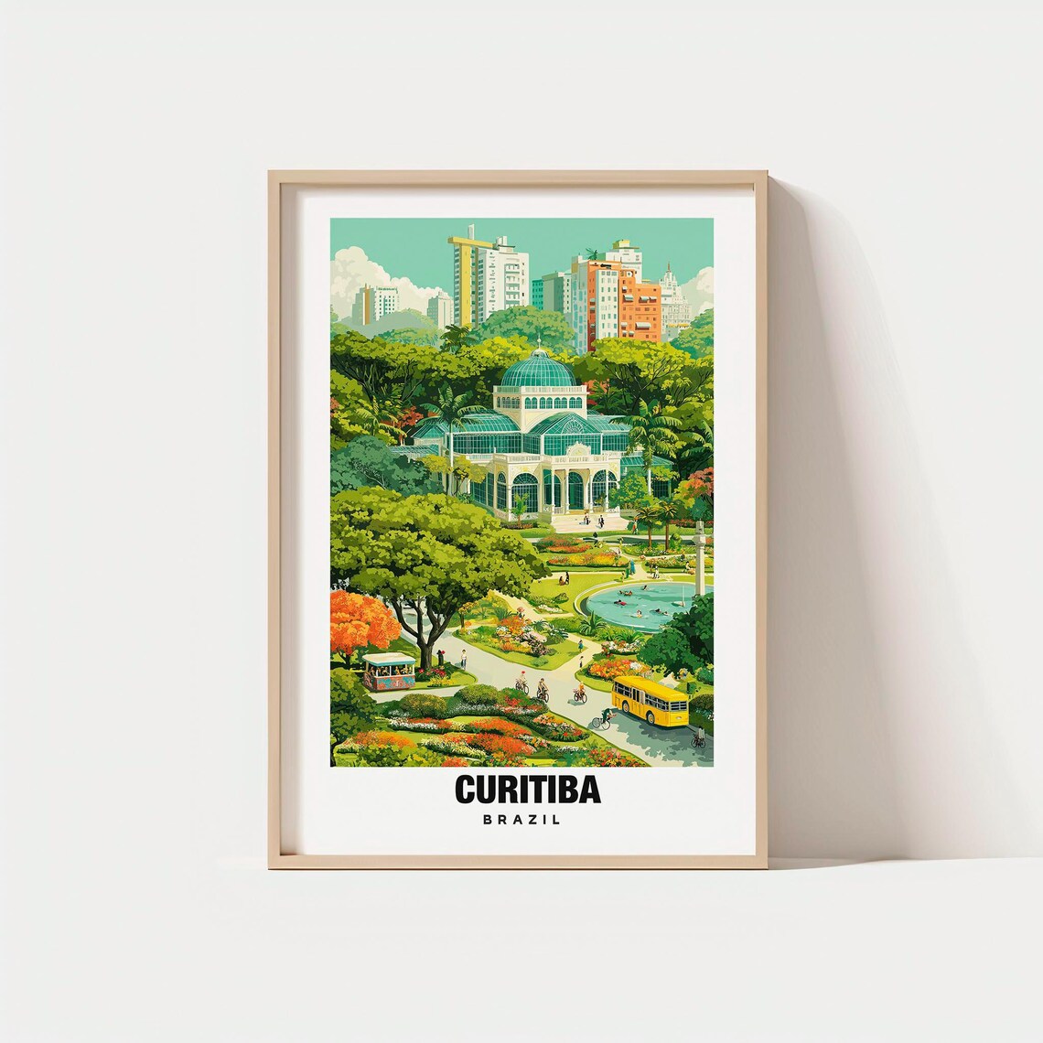 Curitiba Brazil Botanical Garden Glass Greenhouse Travel Poster