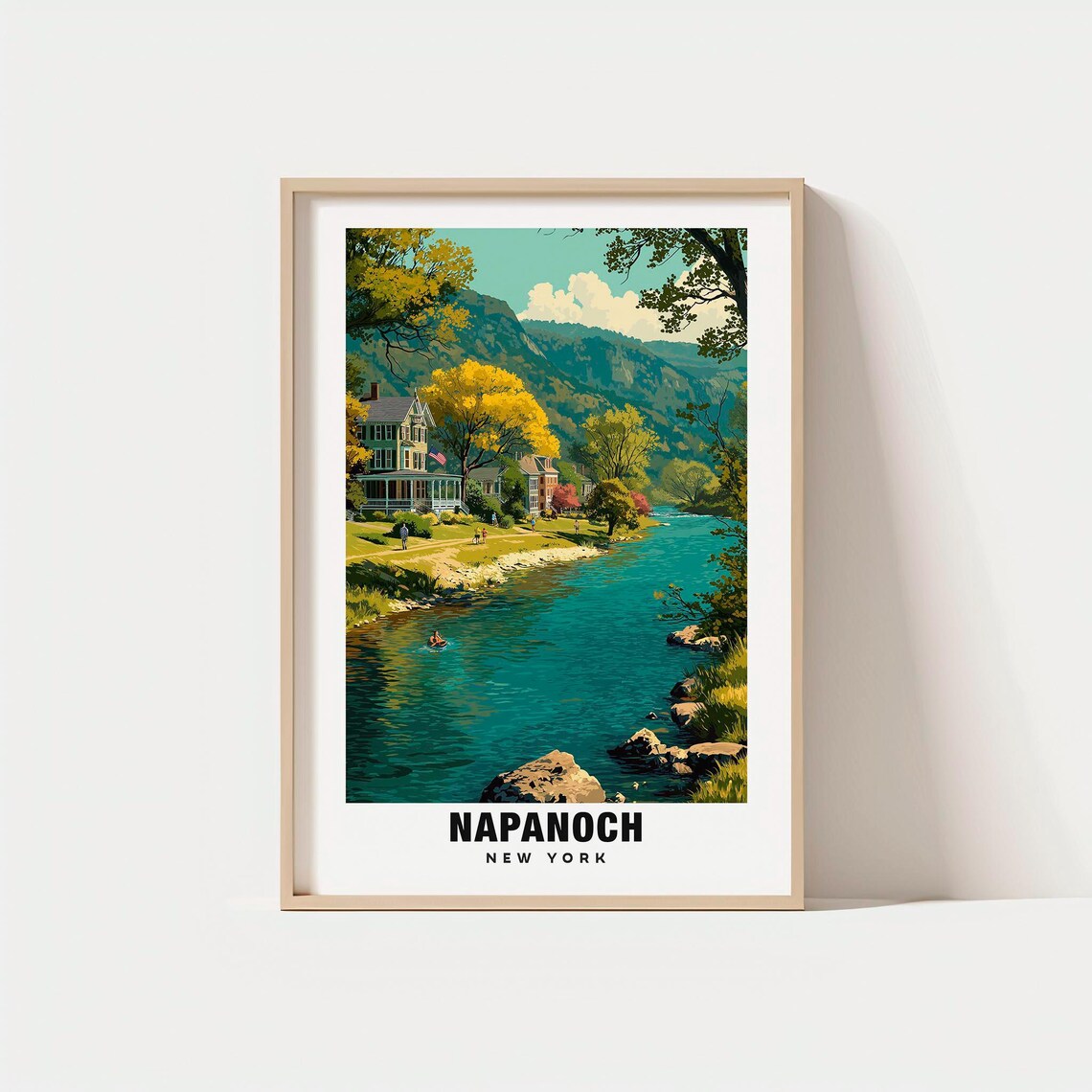 Napanoch New York River Town Mountain Escape Vintage Travel Poster