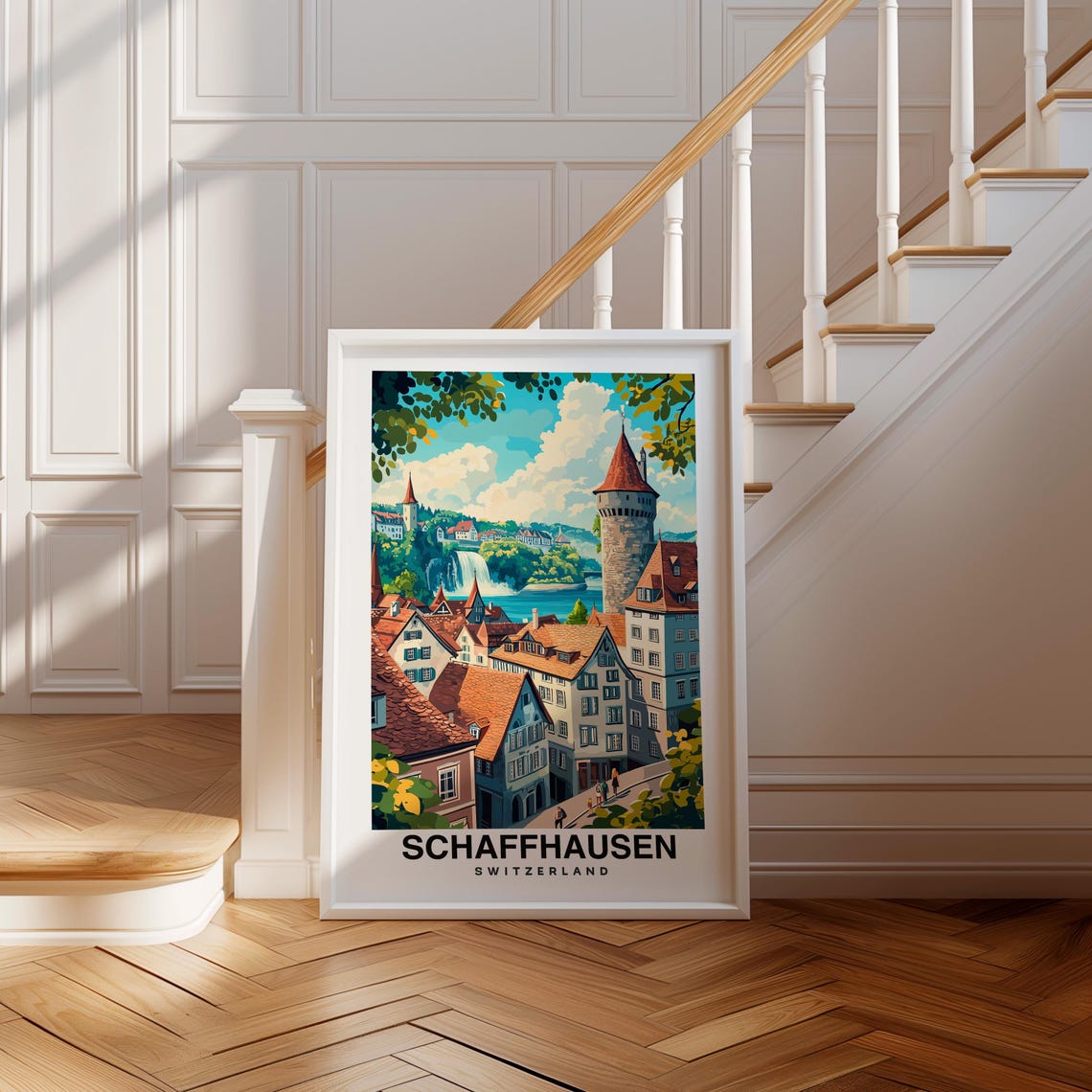 Schaffhausen Print Switzerland Poster Travel Wall Art Cityscape Print Scenic Art Historic Decor Swiss Landscape Travel Poster