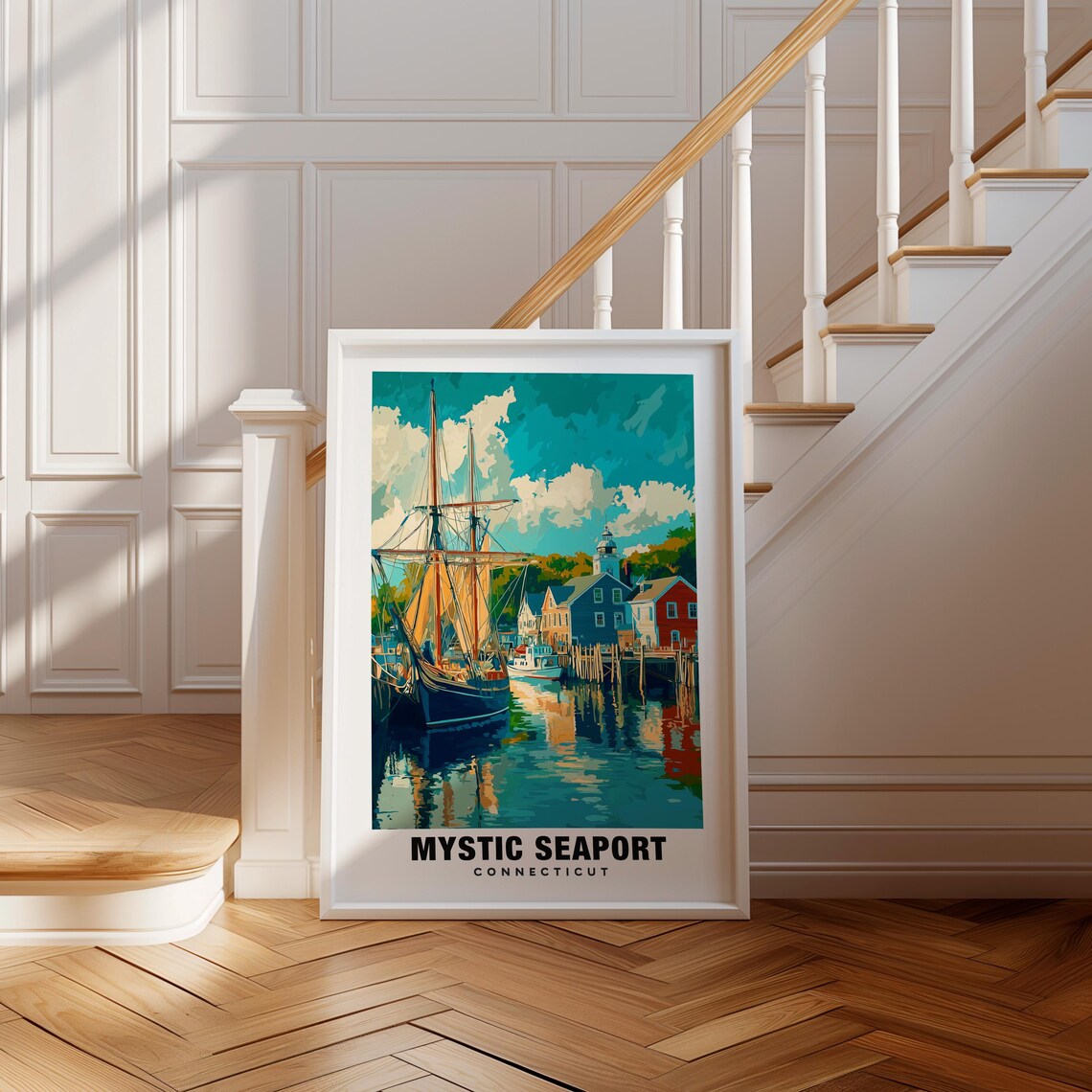 Mystic Seaport Print Connecticut Poster Mystic Seaport Views Mystic Seaport Art Connecticut Charm Seaport Beauty Historic Harbor