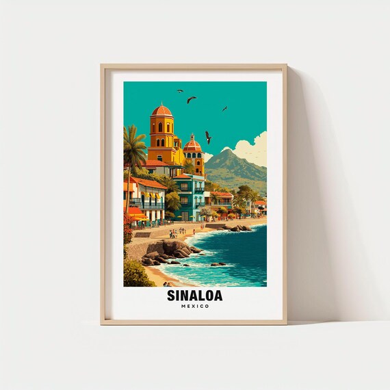 Sinaloa Print Mexico Poster Scenic Views Travel Art Coastal Charm Mountain Beauty Mexican Culture River Escape Desert Landscapes